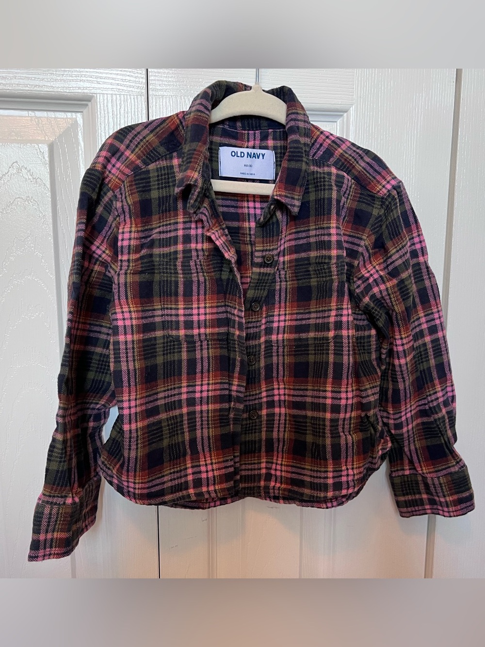Old Navy Kids Pink & Navy Blue Plaid Shirt - Size XS 5